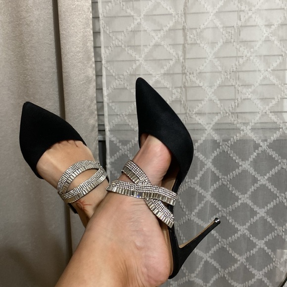 Aldo Noawia Black Suede Rhinestone Heels - Picture 7 of 7